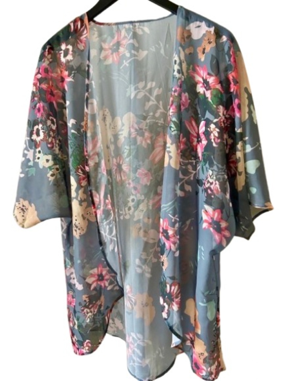 Sheer Floral Kimono in Slate Blue and Pink AND Closure Clasp